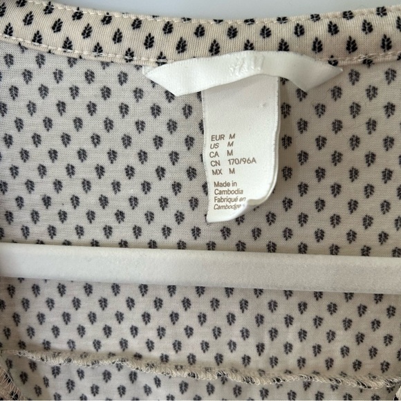 [M] H&M Button Down Creme w/ Mini Black Ferns Printed Sleeveless Tank Top Blouse - Picture 11 of 11